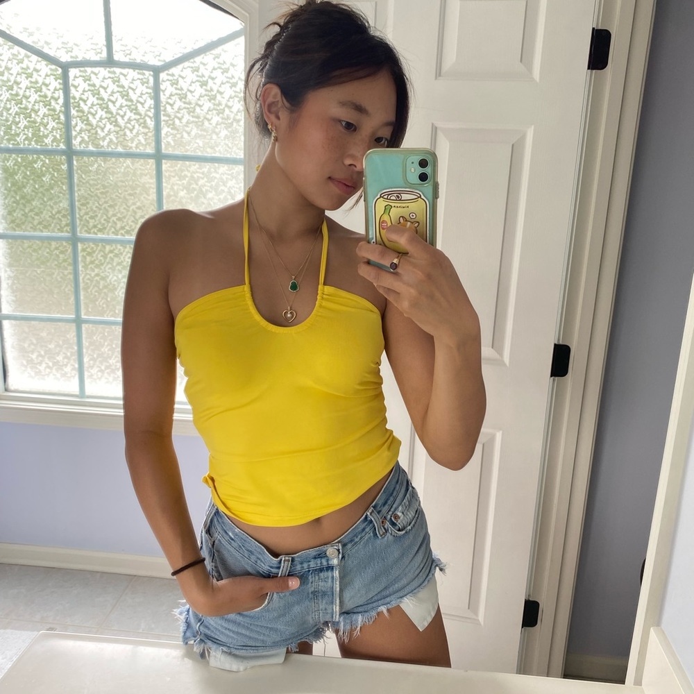 Pimkie adorable yellow halter top